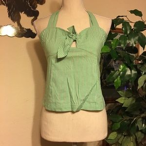Kenzie Girl green white stripe halter NWT S